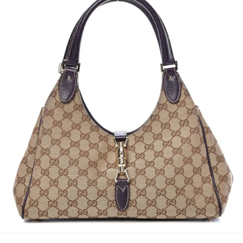 Gucci Jackie Monogram Calfskin Bardot Tote
